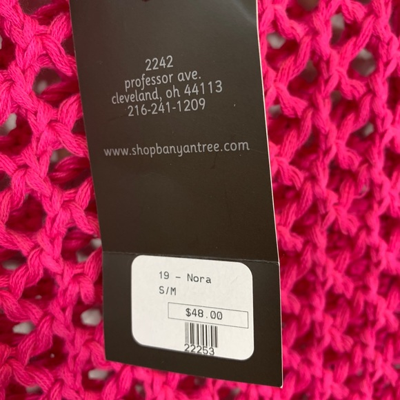 NWT Figwood Raspberry Pink Crochet Sweater S/M - Picture 4 of 4